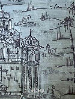 Vieille Miniature Indienne. Le Gouvernement. Papier Étampé. Palais De L'eau Jaipur. Cadre Art Déco