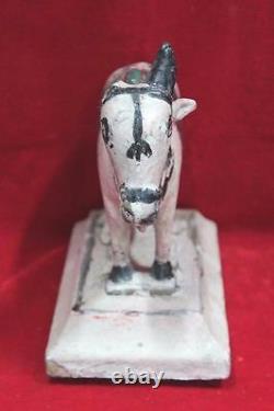 Vieille Vieille Antiquité Indien Fabriqué À La Main En Bois Nandi Figurine Home Decor Pu-83