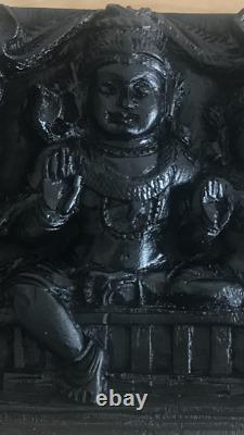 Vieux Bois Sculpté Shiv Et Parvati Hindu Dieu Panneau Mural Antique Sculpture