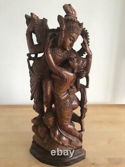 Vieux Seigneur En Bois Ram Et Déesse Sita Temple Hindou Idol Statue Sculpture