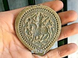 Vieux Vieux Bronze Rare Métal Hindou Dieu Ramdev Bijoux Timbre/ Sceau/ Die