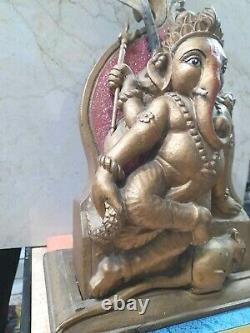 Vieux Vieux Vieux Vieux Bois Seigneur Ganesha Ganpati Idol Statue Figurine 40 CM
