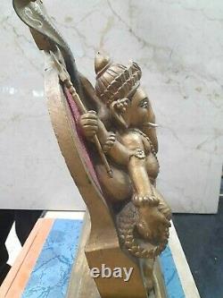 Vieux Vieux Vieux Vieux Bois Seigneur Ganesha Ganpati Idol Statue Figurine 40 CM