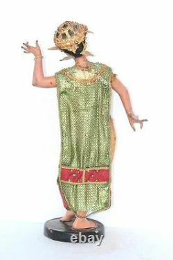 Vieux Vintage Antique Rare Caoutchouc Thai Lady Doll Accueil Décor Collectible J-64
