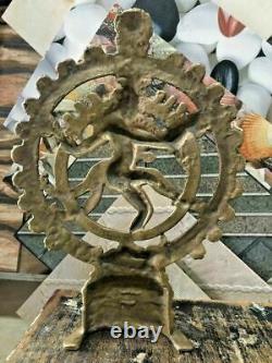 Vieux Vintage Antique Rare Handmade Seigneur Shiva Natarajan Danse En Laiton Statue 28cm
