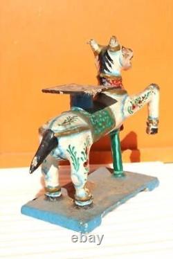 Vieux cheval en bois indien vintage Vahanam rare et collectionnable E-53