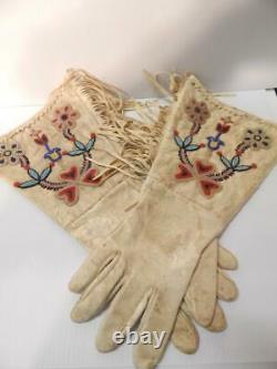 Vintage Antique 1910-20s Nez Perce' Indian Bead Gauntlets Xlnt Cond Showy