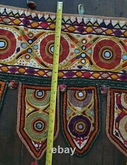 Vintage / Antique Authentique Kutch Suspendu Toran Bouddhiste Hindou P&p Incl