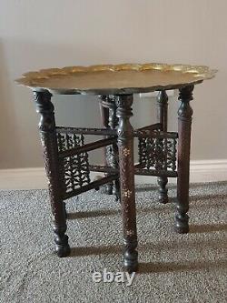 Vintage Antique Brass Top Table / Plateau Table / Folding Side Table /indien