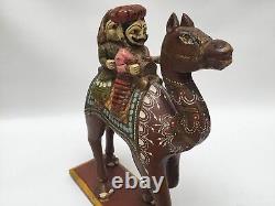 Vintage / Antique Rajasthani Dhola Maru Camel Sculpté En Bois Figure Inde Folk Art