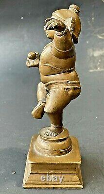 Vintage Antique Repro Lost Cire Moulée Bronze Danse Bala Seigneur Krishna Figurine