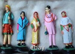 Vintage Art Indien Folk Clay / Fichiers De Jeunesse De Jeunesse De 12 Encadrés
