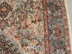 Vintage Belgium Worsted Wool Oriental Rug Carpet Indian Agra Trees Animals 54x77