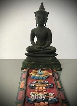 Vintage, Bouddhiste Huit Symboles Auspicieux Frise En Bois. Tibet. Népal. Inde