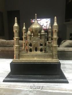 Vintage Brass Taj Mahal Sculpture Trophy Lampe De Table Pré 1967 Working Red Bulb