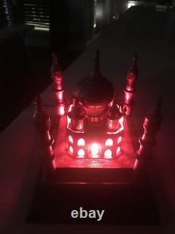 Vintage Brass Taj Mahal Sculpture Trophy Lampe De Table Pré 1967 Working Red Bulb