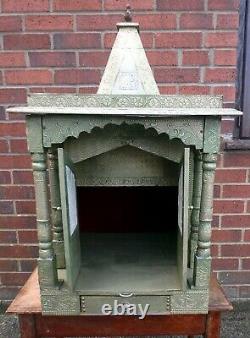 Vintage C1960s Grand Indien Jain Hindou Nickel Maison Temple Autel Cabinet