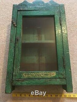 Vintage Cabinet Indien Armoire Meubles En Verre Vert Distressed Antique
