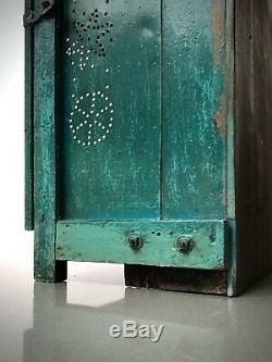 Vintage Cabinet Indien. Art Déco, Turquoise. Affichage, Salle De Bains, Boissons Cabinet