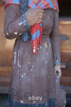 Vintage Cigar Store Indian Statue Tobacco Shop Figurine Originale En Béton Antique