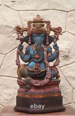 Vintage Ganesh Statue Antique Ganesha Sculpture Vinayaka Ganpati En Bois Murti