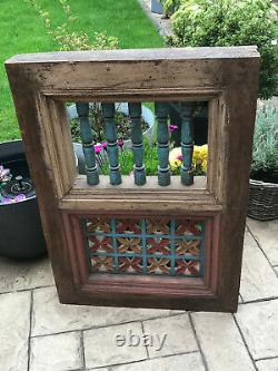 Vintage Indian Teak Wooden Coloured Window Jali Screen Salvaged From Rajasthan A Vintage Indian Teak Wooden Coloured Window Jali Screen Salvaged From Rajasthan A Vintage Indian Teak Wooden Window Jali Screen Salvaged From Rajasthan A Vintage Indian Te