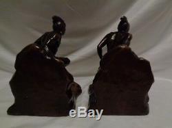 Vintage Jennings Brothers Amérindien W Bird Dog Bronze Métal Bookends