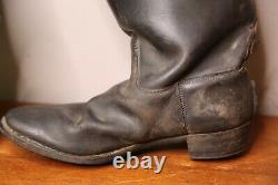 Vintage Leather Engineer Boots Horse Riding Western Military Black Antique Mens