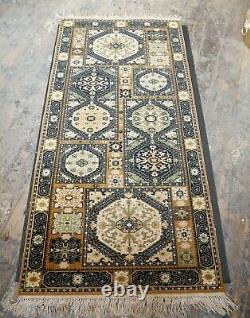 Vintage MID Century Style 218x99 Sumac Boho Indien Moyen-orient Rug Fait Main