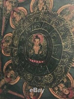 Vintage Old Bouddhiste Mandala. Indien. Népal, Tibet. Icône Religieuse Encadrée