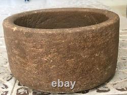 Vintage Old Rare Primitif Fait Main Utilisation Polyvalente Stone Bowl Rich Patina