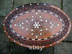 Vintage Oval Anglo/ Indian Inlaid Side Table