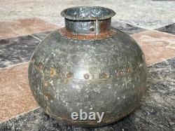 Vintage RARE Fait main 3 Pc Pot d'eau en fer rustique indien Matka / Vase / Jar