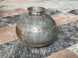 Vintage RARE Fait main 3 Pc Pot d'eau en fer rustique indien Matka / Vase / Jar