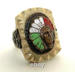 Vtg 1940s/1950s Mexican Biker Ring Sz 9 Vieux Pion Indian Chief Antique Souvenir