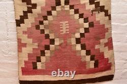 Vtg Navajo Rug Indien Américain Natif Tissage Transitoire Large Antique 49x29