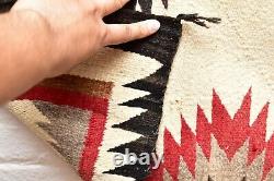 Vtg Navajo Rug Native Américaine Indienne Tissage Textile Antique 45x32 Eye Dazzler