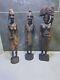 X3 Figurine En Bois Vintage Fait Main Femmes / Hommes Indien, Décoration Traditionnelle Africaine